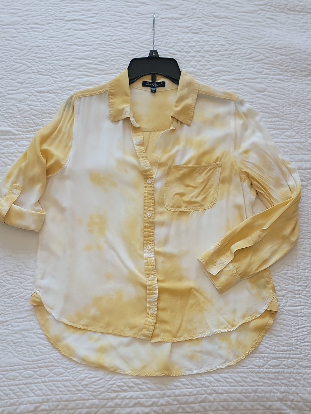 Velvet Heart Yellow and White Tie-Dye Button Down Shirt